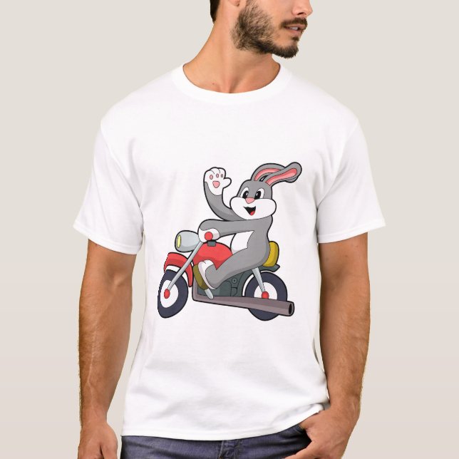 Rabbit as Biker with Motorcycle.PNG T-Shirt (Front)