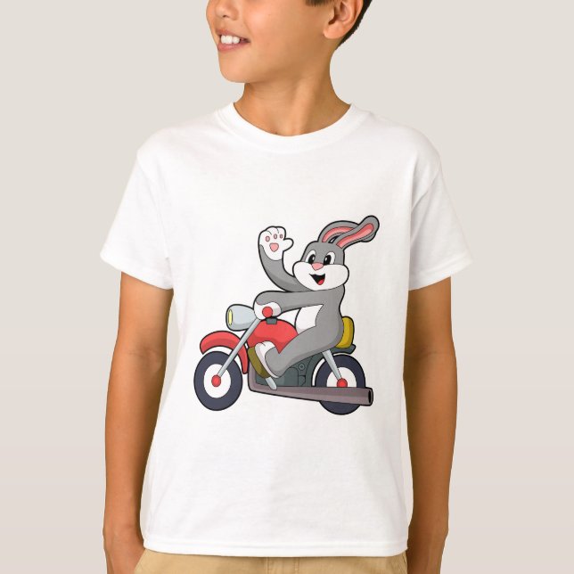 Rabbit as Biker with Motorcycle.PNG T-Shirt (Front)