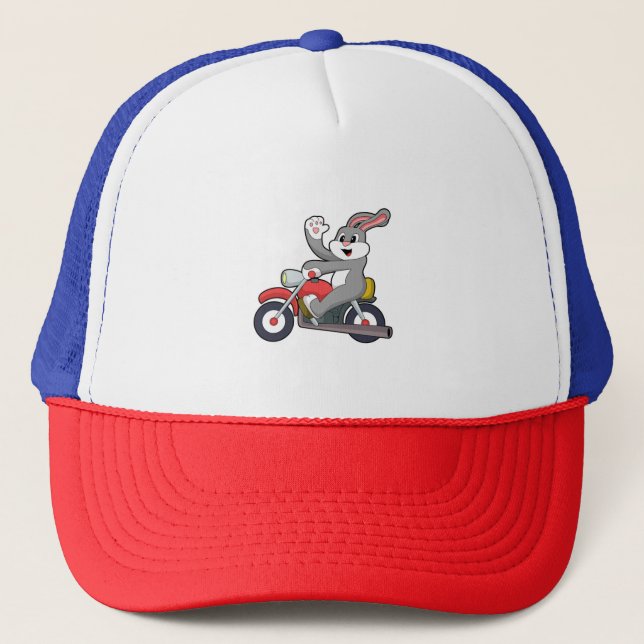 Rabbit as Biker with Motorcycle.PNG Trucker Hat (Front)