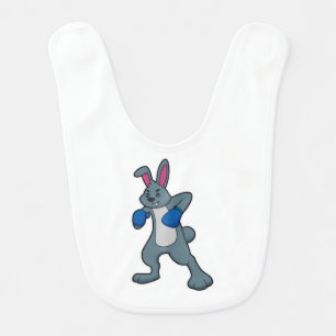 Rabbit as Boxer with Boxing gloves Baby Bib