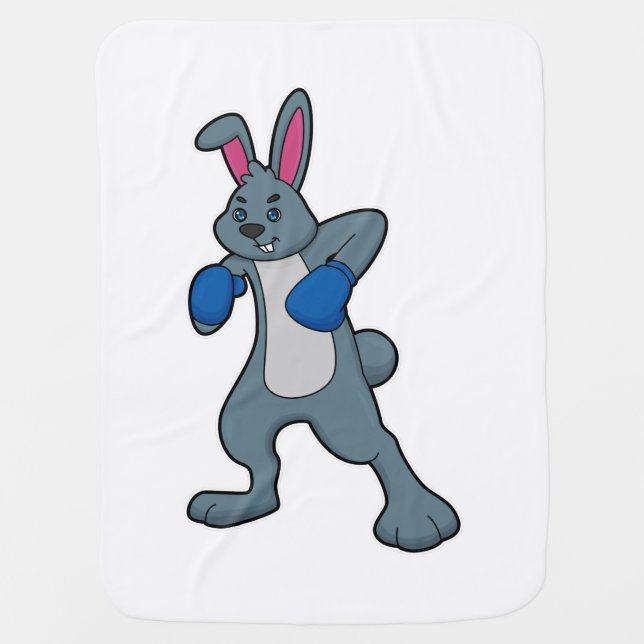 Rabbit as Boxer with Boxing gloves Baby Blanket (Front)