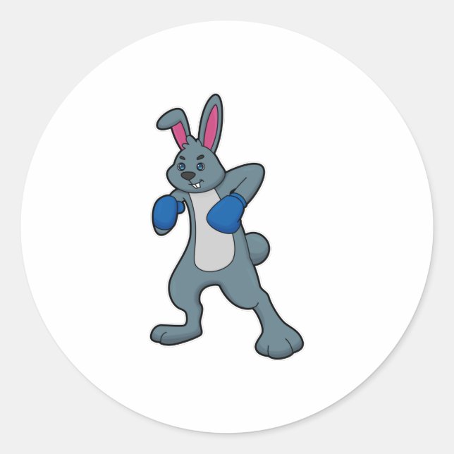 Rabbit as Boxer with Boxing gloves Classic Round Sticker (Front)