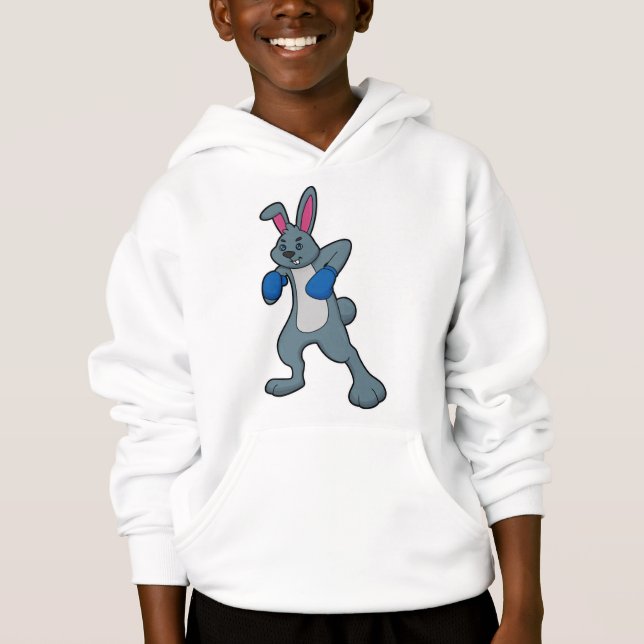 Rabbit as Boxer with Boxing gloves Hoodie (Front)