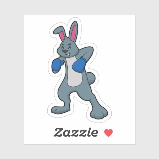 Rabbit as Boxer with Boxing gloves Sticker (Sheet)