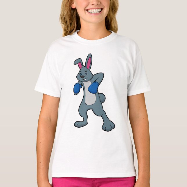 Rabbit as Boxer with Boxing gloves T-Shirt (Front)