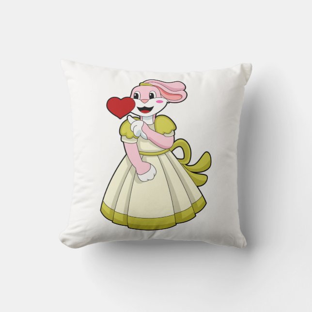 Rabbit as Bride with Wedding dress.PNG Throw Pillow (Front)