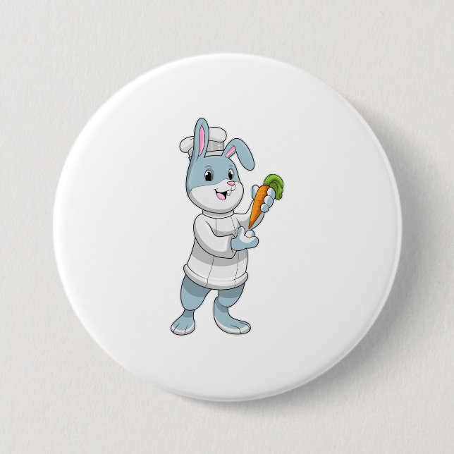 Rabbit as Cook with Carrot Button (Front)