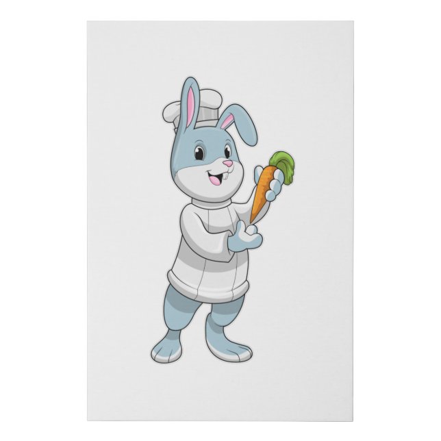 Rabbit as Cook with Carrot Faux Canvas Print (Front)