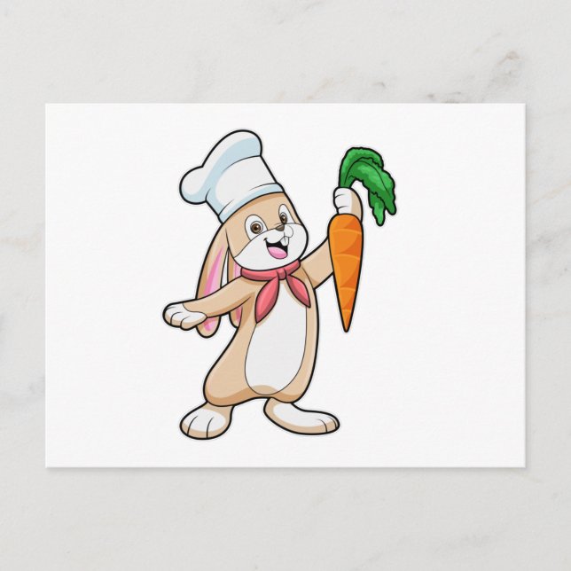 Rabbit as Cook with Carrot Postcard (Front)