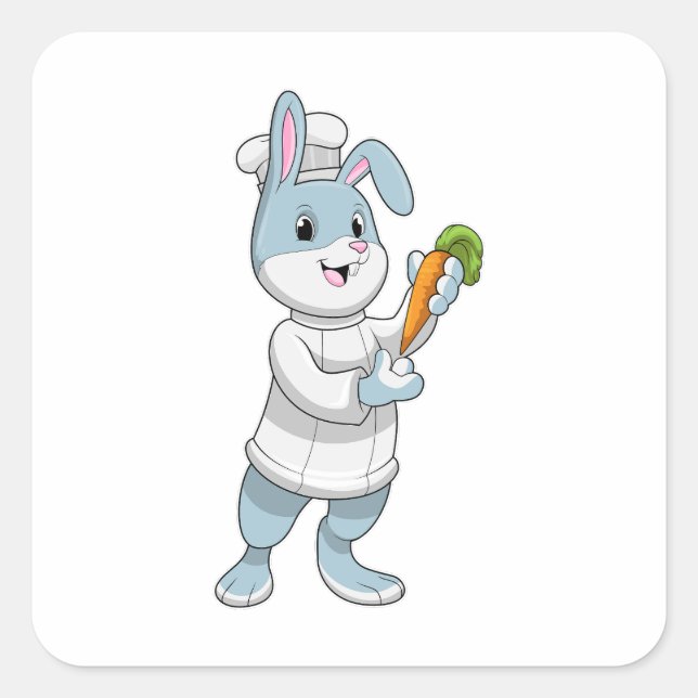 Rabbit as Cook with Carrot Square Sticker (Front)
