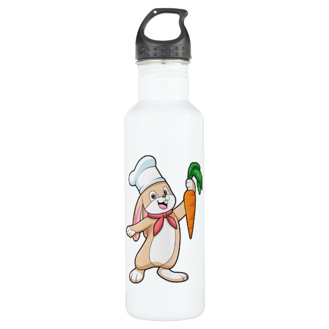 Rabbit as Cook with Carrot Stainless Steel Water Bottle (Front)