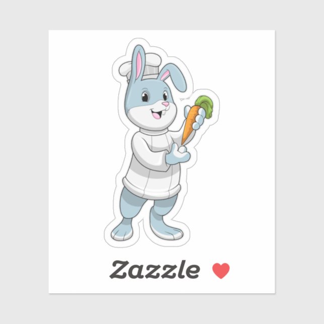 Rabbit as Cook with Carrot Sticker (Sheet)