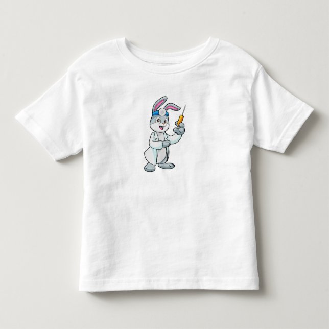 Rabbit as Doctor at Vaccination with Syringe Toddler T-shirt (Front)