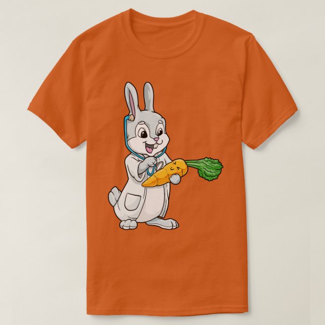 Rabbit as doctor with stethoscope and carrot T-Shirt (Design Front)