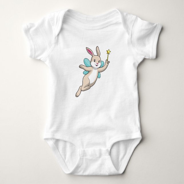 Rabbit as Fairy with Magic wand Baby Bodysuit (Front)