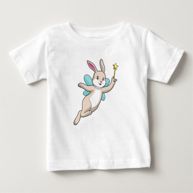 Rabbit as Fairy with Magic wand Baby T-Shirt (Front)