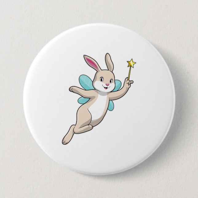 Rabbit as Fairy with Magic wand Button (Front)