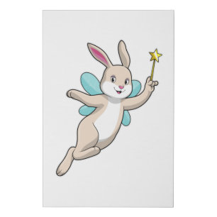 Rabbit as Fairy with Magic wand Faux Canvas Print
