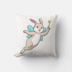 Rabbit as Fairy with Magic wand Throw Pillow