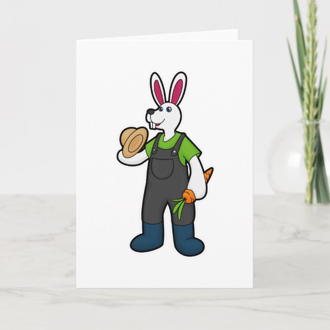 Rabbit as Farmer with Carrot & Hat Card (Front)