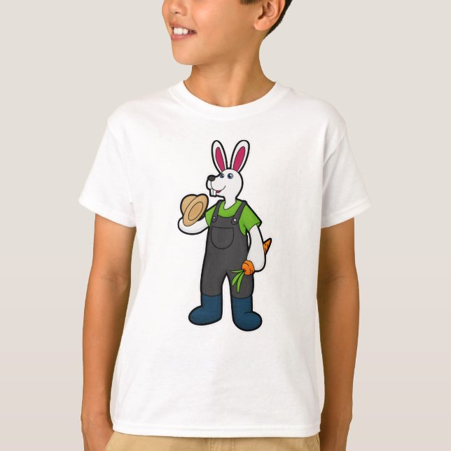 Rabbit as Farmer with Carrot & Hat T-Shirt (Front)