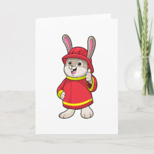 Rabbit as Firefighter with Helmet Card