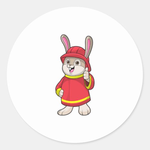 Rabbit as Firefighter with Helmet Classic Round Sticker