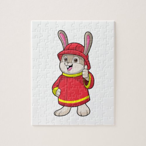 Rabbit as Firefighter with Helmet Jigsaw Puzzle