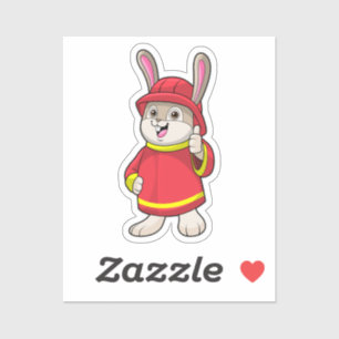 Rabbit as Firefighter with Helmet Sticker