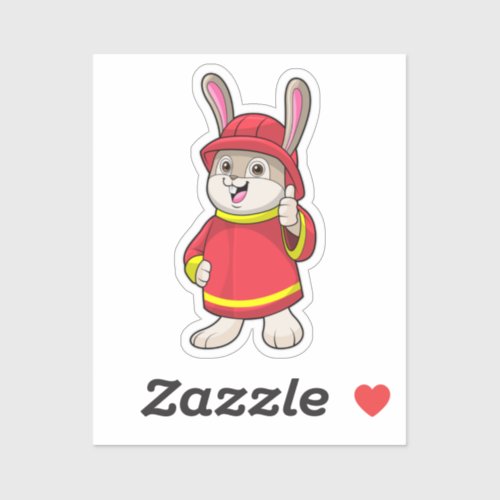 Rabbit as Firefighter with Helmet Sticker