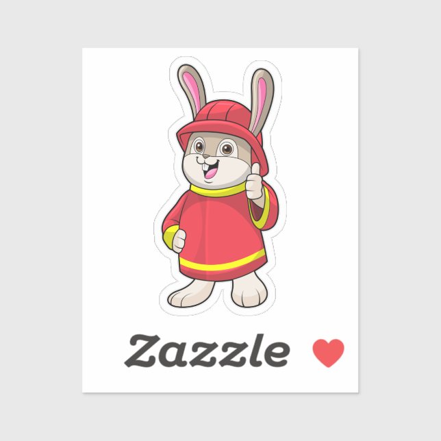 Rabbit as Firefighter with Helmet Sticker (Sheet)