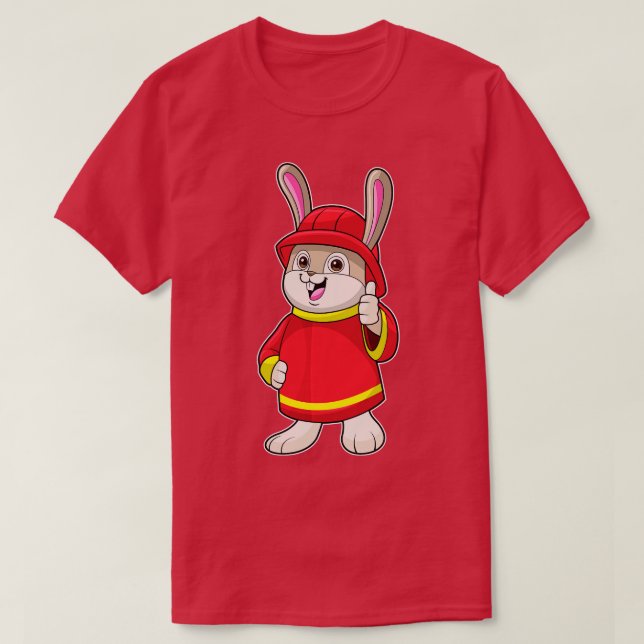 Rabbit as Firefighter with Helmet T-Shirt (Design Front)