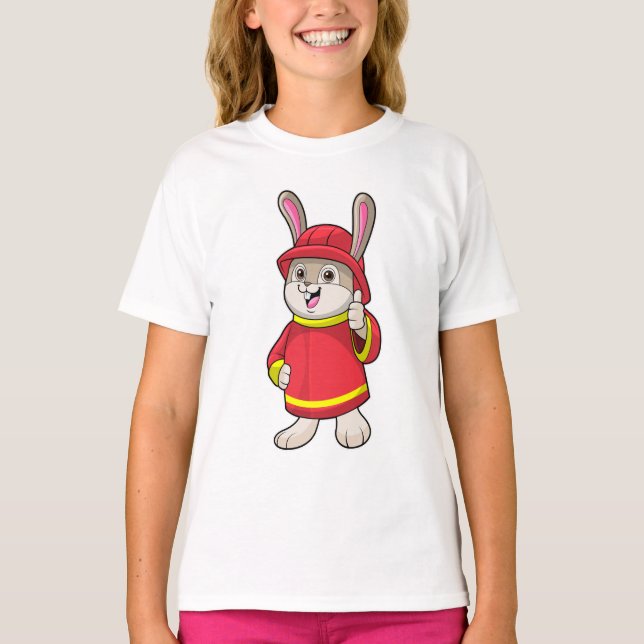 Rabbit as Firefighter with Helmet T-Shirt (Front)