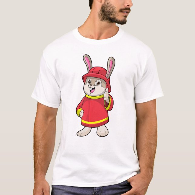 Rabbit as Firefighter with Helmet T-Shirt (Front)