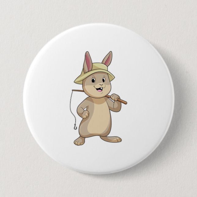 Rabbit as Fisher with Fishing rod Button (Front)