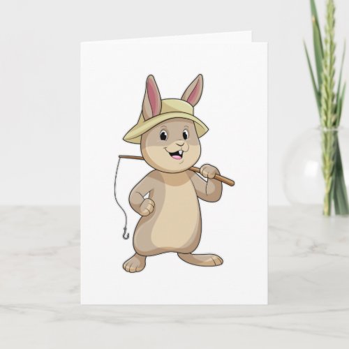 Rabbit as Fisher with Fishing rod Card