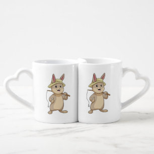 Rabbit as Fisher with Fishing rod Coffee Mug Set