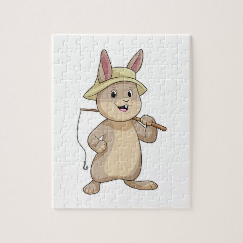 Rabbit as Fisher with Fishing rod Jigsaw Puzzle