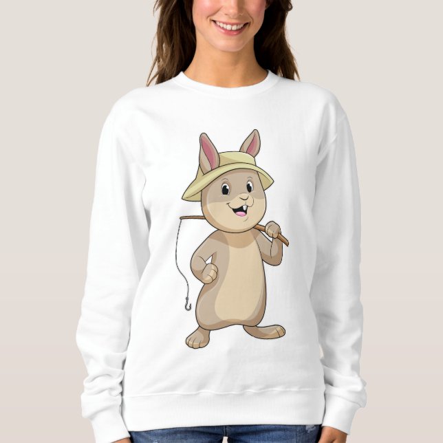 Rabbit as Fisher with Fishing rod Sweatshirt (Front)