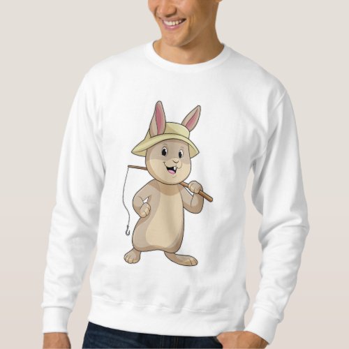 Rabbit as Fisher with Fishing rod Sweatshirt