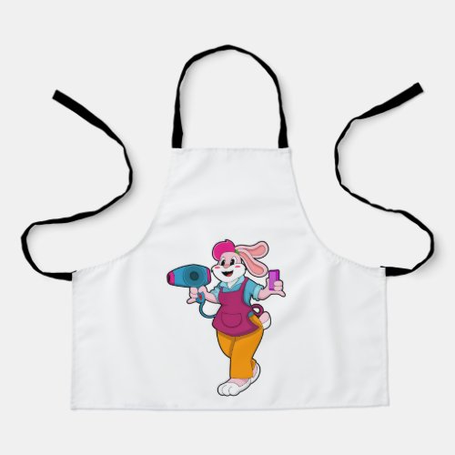 Rabbit as Hairdresser with Hair dryer  Comb Apron