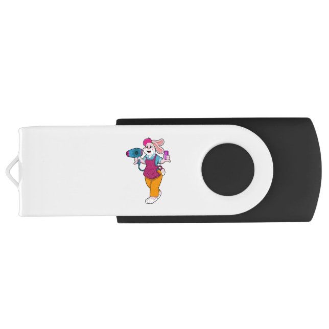 Rabbit as Hairdresser with Hair dryer & Comb Flash Drive (Back)