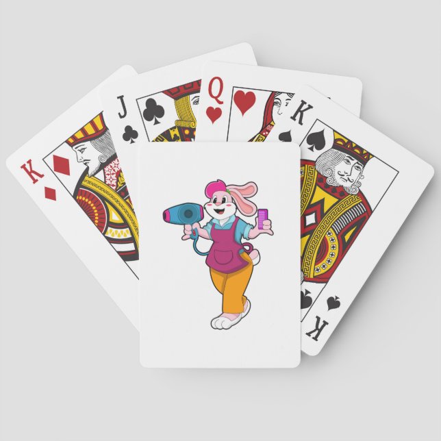 Rabbit as Hairdresser with Hair dryer & Comb Poker Cards (Back)