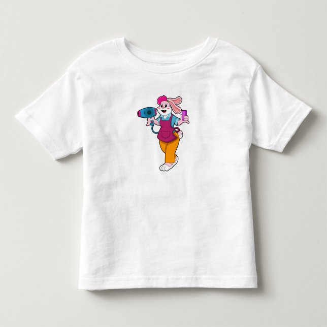 Rabbit as Hairdresser with Hair dryer & Comb Toddler T-shirt (Front)