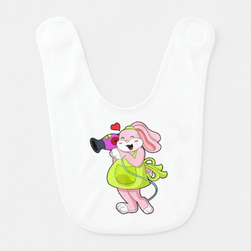 Rabbit as Hairdresser with Hairdryer Baby Bib