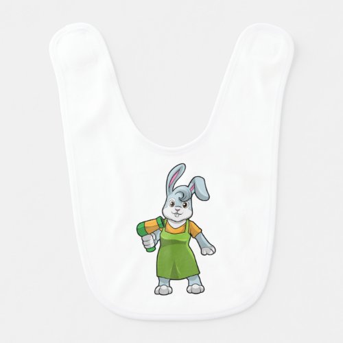 Rabbit as Hairdresser with Hairdryer Baby Bib