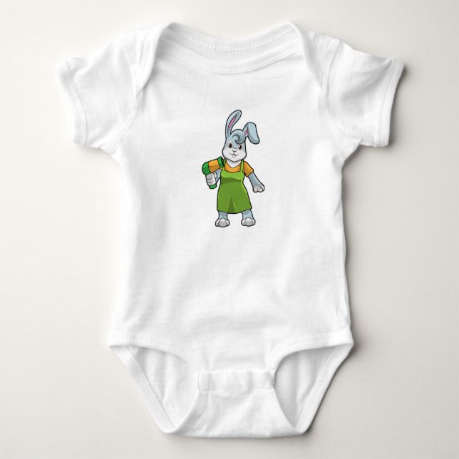 Rabbit as Hairdresser with Hairdryer Baby Bodysuit (Front)
