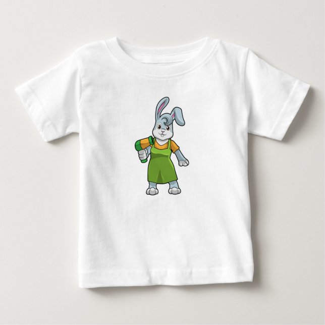 Rabbit as Hairdresser with Hairdryer Baby T-Shirt (Front)