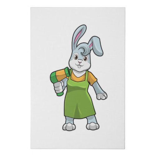 Rabbit as Hairdresser with Hairdryer Faux Canvas Print
