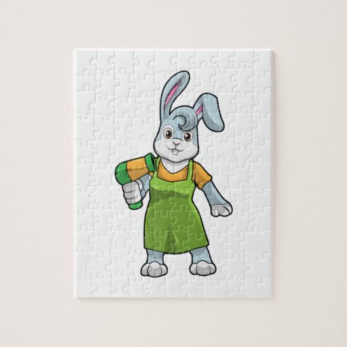 Rabbit as Hairdresser with Hairdryer Jigsaw Puzzle